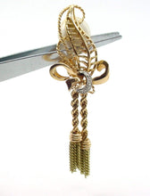 Load image into Gallery viewer, Whimsical Vintage Retro 1940s Diamond Platinum 18k Gold Tassel Rope Earrings-19g
