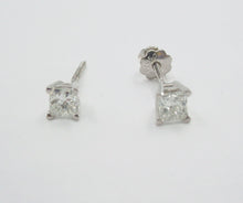 Carica l&#39;immagine nel visualizzatore di Gallery, SALE--Classic Platinum Diamond Stud Earrings--Princess Cut .40 Ct
