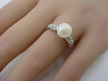 Load image into Gallery viewer, Vintage Platinum Classic Pearl Engagement Ring
