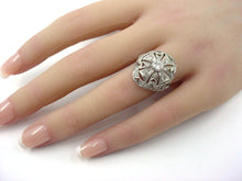 画像をギャラリービューアに読み込む, Detailed Art Deco Platinum Old Cut Diamond Openwork Dinner Bombe Cocktail Ring
