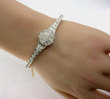 Charger l&#39;image dans la galerie, Luminous Edwardian 2.00 Ct Diamond Platinum 14k Gold  Hinged Bangle Bracelet
