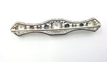 Charger l&#39;image dans la galerie, Lovely Platinum Belle Epoque 1.55 European Diamond Pearl Gold Barette Pin Brooch
