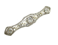 Lovely Platinum Belle Epoque 1.55 European Diamond Pearl Gold Barette Pin Brooch