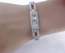 画像をギャラリービューアに読み込む, Art Deco Platinum 2.00 Ct. Diamond 3/4 Bracelet Dinner Watch
