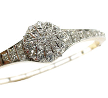 Charger l&#39;image dans la galerie, Luminous Edwardian 2.00 Ct Diamond Platinum 14k Gold  Hinged Bangle Bracelet

