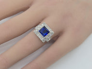 Lovely Art Deco Diamond Platinum Halo Engagement Cocktail Ring
