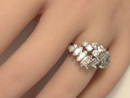 Unusual Platinum 1.80 Ct Mixed Cut VS Diamond Vintage Cocktail Ring