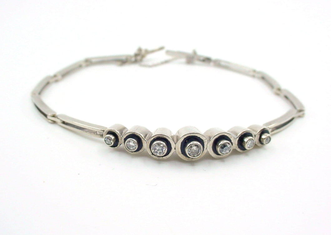 Edwardian Diamond Enamel White Gold Link Bracelet