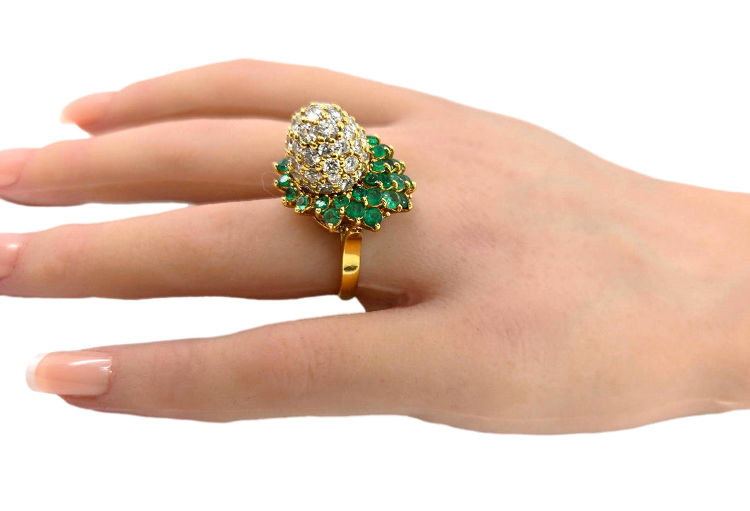 Remarkable Dimensional 2.30 Ct Diamond Emerald Gold Ring--Jean Schlumberger?