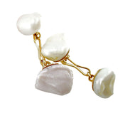 Vintage Antique Large & Luminous Baroque Pearl 14k Yellow Gold Cufflinks