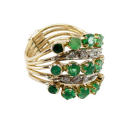 Antique Emerald Diamond Harem 14k Gold Ring