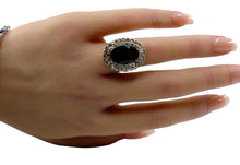 Carica l'immagine nel visualizzatore di Gallery, Antique Double Halo 1.20 Ct Diamond Faceted Garnet Gold Silver Ring
