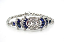 Load image into Gallery viewer, Gorgeous 2.00 Ct. Sapphire 1.62 Ct Diamond 18k White Gold Strap Bracelet--Small
