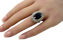 Load image into Gallery viewer, Antique Double Halo 1.20 Ct Diamond Faceted Garnet Gold Silver Ring

