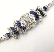 Load image into Gallery viewer, Gorgeous 2.00 Ct. Sapphire 1.62 Ct Diamond 18k White Gold Strap Bracelet--Small
