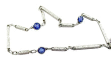 画像をギャラリービューアに読み込む, Rare Art Deco Platinum Ceylon Sapphire Station Fancy Chain Necklace
