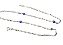 画像をギャラリービューアに読み込む, Rare Art Deco Platinum Ceylon Sapphire Station Fancy Chain Necklace
