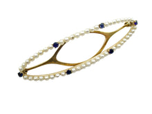 Charger l&#39;image dans la galerie, Precious Belle Époque Edwardian Seed Pearl Sapphire Hair Pin Barrette
