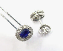 Carica l&#39;immagine nel visualizzatore di Gallery, Sweet Sapphire Diamond 18k White Gold Halo Earrings
