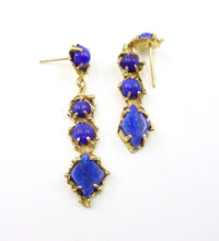 Charger l&#39;image dans la galerie, Vibrant Blue Lapis Lazuli Artisan Custom Made 14k Gold Drop Earrings
