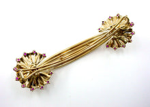 Charger l&#39;image dans la galerie, Stunning 1940&#39;s Retro Ruby Diamond Sapphire 14k Gold Barrette
