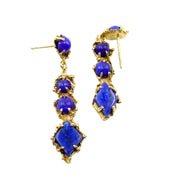 Vibrant Blue Lapis Lazuli Artisan Custom Made 14k Gold Drop Earrings