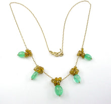 Load image into Gallery viewer, Colorful 19k Gold Emerald &amp; Sapphire Drop Station Necklace-Portuguese
