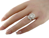 ART DECO Old Cut Diamond Platinum Engagement Cocktail Ring