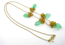 Load image into Gallery viewer, Colorful 19k Gold Emerald &amp; Sapphire Drop Station Necklace-Portuguese
