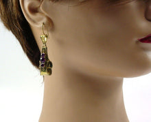 Charger l&#39;image dans la galerie, Lovely Antique Victorian Garnet 14k Yellow Gold Drop Earrings
