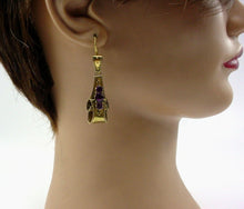 Charger l&#39;image dans la galerie, Lovely Antique Victorian Garnet 14k Yellow Gold Drop Earrings
