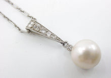 Load image into Gallery viewer, Edwardian Platinum Diamond Pearl Pendant &amp; Chain Necklace
