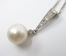 Load image into Gallery viewer, Edwardian Platinum Diamond Pearl Pendant &amp; Chain Necklace
