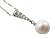 Load image into Gallery viewer, Edwardian Platinum Diamond Pearl Pendant &amp; Chain Necklace
