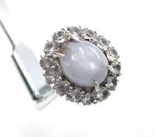 Carica l&#39;immagine nel visualizzatore di Gallery, Edwardian Silver Star Sapphire Rosette Halo Strap Ring
