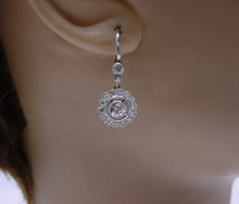 Load image into Gallery viewer, Romantic Platinum Edwardian Belle Époque Diamond 18k Daisy Drop Earrings

