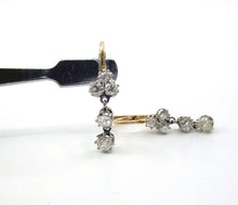Carica l&#39;immagine nel visualizzatore di Gallery, Edwardian Belle Époque Sweet Diamond Platinum 18k Gold Antique Drop Earrings
