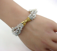 Load image into Gallery viewer, Vintage Luminous Grey Baroque Pearl Multi Strand 14k Yellow Gold Bracelet
