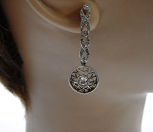 Carica l&#39;immagine nel visualizzatore di Gallery, Romantic Edwardian Belle Époque OEC Diamond Platinum Top &quot;Target&quot; Drop Earrings
