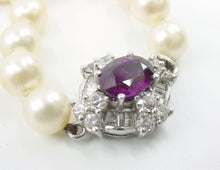 Load image into Gallery viewer, Rare Platinum Purple Sapphire 1.53 Ct Diamond Clasp &amp; Cultured Pearl Necklace
