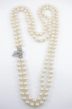 Load image into Gallery viewer, Diamond Cultured Pearl Double Strand 14k White Gold Necklace
