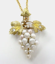 Load image into Gallery viewer, Lovely Edwardian Diamond Pearl 18k Gold Grape Pendant Necklace
