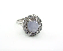 Carica l&#39;immagine nel visualizzatore di Gallery, Edwardian Silver Star Sapphire Rosette Halo Strap Ring
