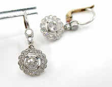 Load image into Gallery viewer, Romantic Platinum Edwardian Belle Époque Diamond 18k Daisy Drop Earrings
