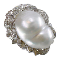 Load image into Gallery viewer, Elegant Platinum Cultured Pearl VS Diamond Ring--20 mm
