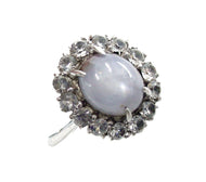 Edwardian Silver Star Sapphire Rosette Halo Strap Ring