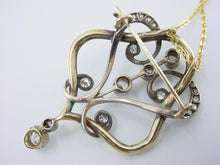 Load image into Gallery viewer, Antique 1.50 Ct Old Cut Diamond Gold Silver Lavaliere Pendant Brooch
