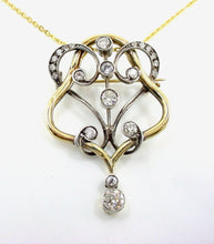 Load image into Gallery viewer, Antique 1.50 Ct Old Cut Diamond Gold Silver Lavaliere Pendant Brooch
