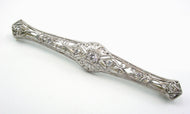 Platinum Antique Old European Cut Diamond Bar Pin Brooch