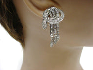Striking Platinum Retro 1.40ctw Diamond Drop Earrings